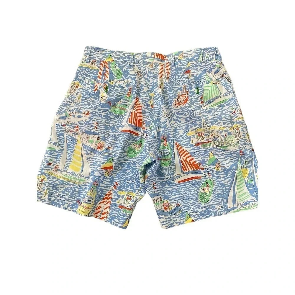 Lilly Pulitzer RARE Men's FITZ SHORT Lets Get Nautical sz 34 Sail Boat AOP